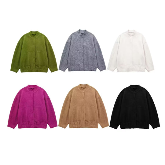 Damen Kuschelige Oversized-Jacke aus flauschigem Material mit praktischen Taschen R&B