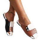 Damen modische Pantoletten mit eleganter Schnallenapplikation R&B