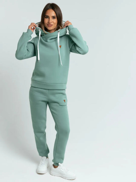 Damen Sportliches Hoodie-Set mit hohem Kragen R&B