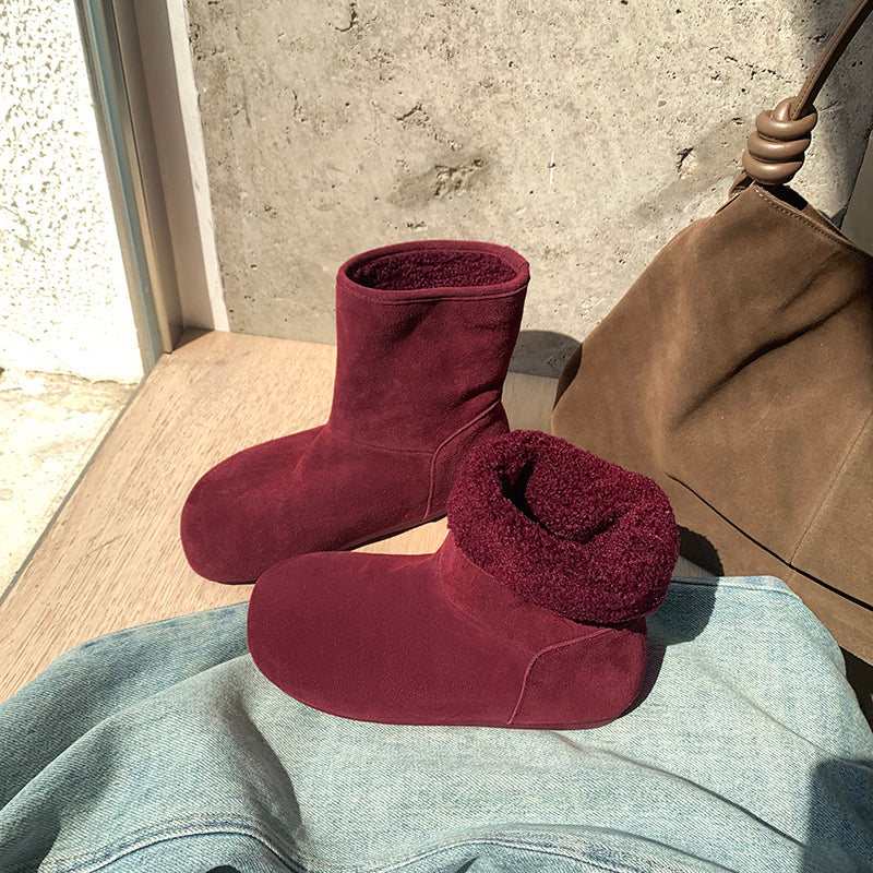 Damen warme Hausschuhstiefel mit flauschigem Innenfutter und hochwertiger Wildlederoberfläche R&B