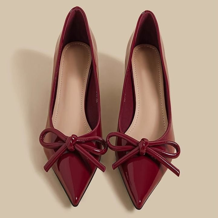 Damen Ballerinas mit spitzer Zehenform und dekorativem Schleifen-Detail