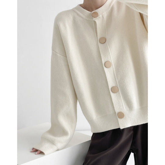 Damen Grob gestrickter Cardigan mit dekorativen Knöpfen und lässigem Schnitt R&B