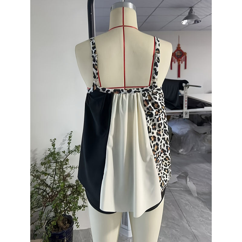 Damen Tankini mit modischem Leoparden-Design und edlen Elementen R&B