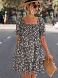 Damen Minikleid mit schwingendem Volant und eleganten Puffärmeln R&B