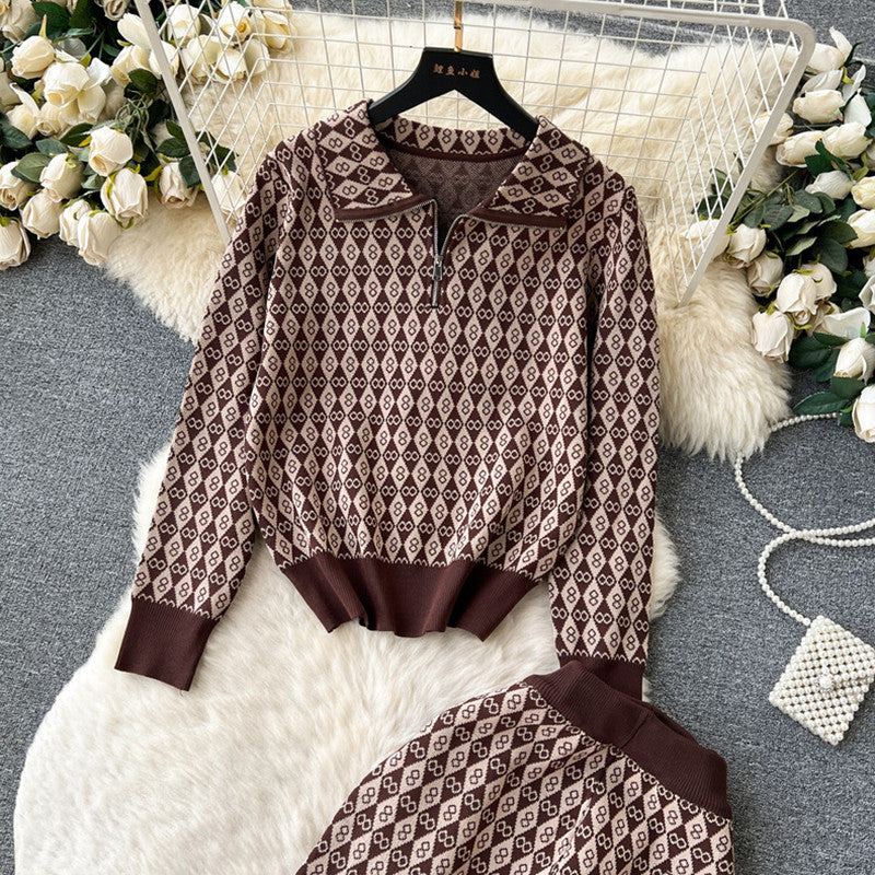 Damen modisches Lounge-Set mit glänzendem Muster und elastischem Bund R&B