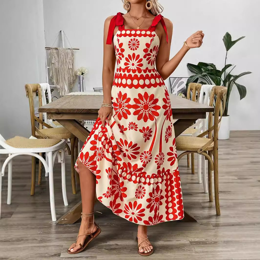 Damen Elegantes Maxikleid mit Blumenmuster und charmanten Trägern R&B