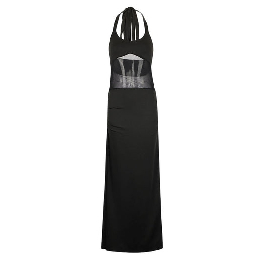 Damen Langes Abendkleid mit raffiniertem Mesh-Einsatz R&B
