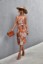 Damen Wickelkleid mit floralem Muster und eleganter Schlitzgestaltung R&B