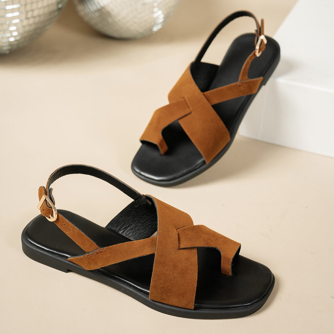 Damen Slingback Sandalen mit modischem Überkreuz-Riemendesign und komfortabler Sohle R&B