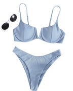 Damen Push-Up-Bikini mit elegantem Rippendesign