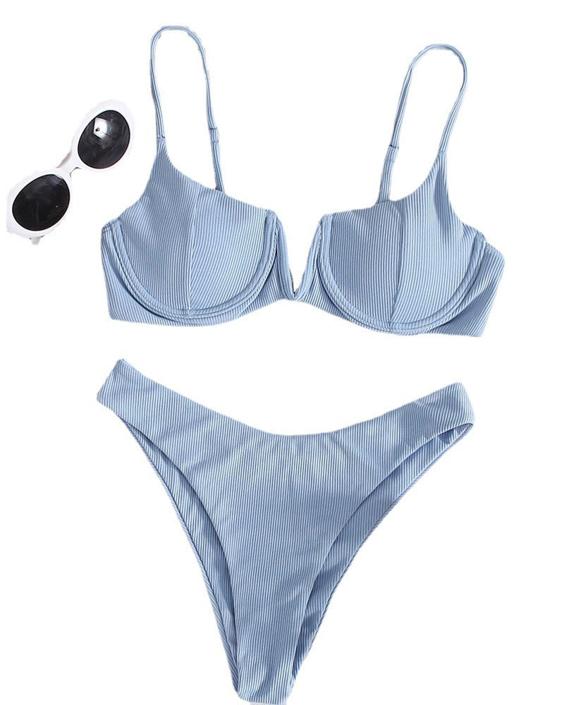 Damen Push-Up-Bikini mit elegantem Rippendesign