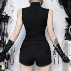 Damen Gothic Body mit dekorativem Spitzen- und Kreuzdesign und tailliertem Schnitt EB