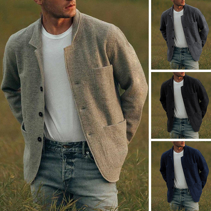 Herren Cardigan-Jacke mit praktischen Taschen und modernem Schnitt