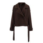 Damen elegante Oversized-Hochkragenjacke im minimalistischen Stil R&B
