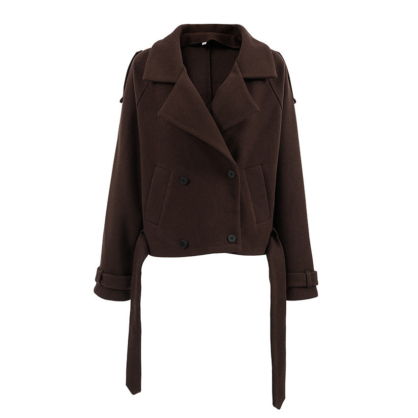 Damen elegante Oversized-Hochkragenjacke im minimalistischen Stil R&B