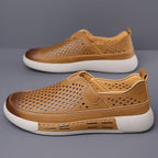 Damen Atmungsaktive Slip-On Sneakers aus perforiertem Leder R&B