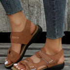 Damen Komfortable Sandalen mit verstellbaren Klettverschlüssen und anatomischem Fußbett R&B
