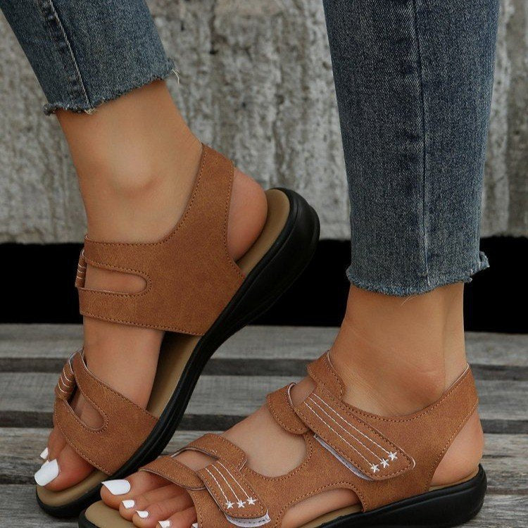 Damen Komfortable Sandalen mit verstellbaren Klettverschlüssen und anatomischem Fußbett R&B