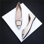 Damen Elegante Ballerinas mit modischer Schmuckschließe R&B