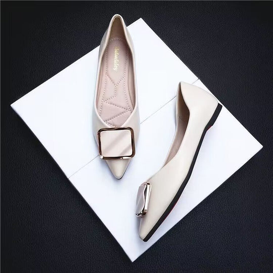 Damen Elegante Ballerinas mit modischer Schmuckschließe R&B