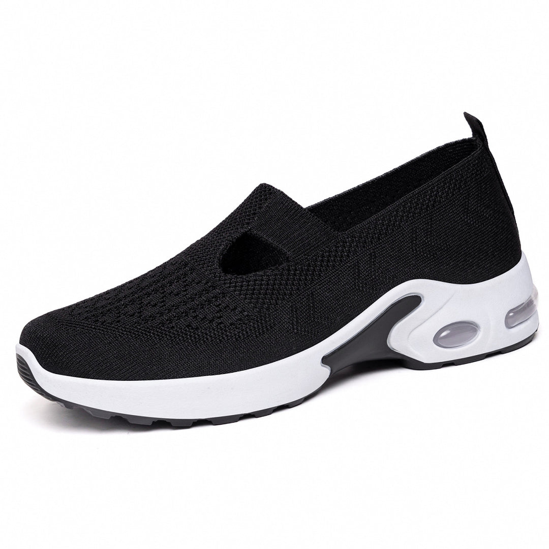 Damen bequeme Slip-On Sneakers mit atmungsaktivem Strickdesign und stoßdämpfender Sohle R&B