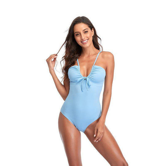 Damen Eleganter Einteiler Badeanzug mit verspieltem Knoten-Detail R&B