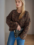 Damen grob gestrickter Pullover mit voluminösen Ärmeln R&B