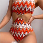 Damen Designer Badeanzug mit asymmetrischem Schnitt und sexy Cut-Outs R&B