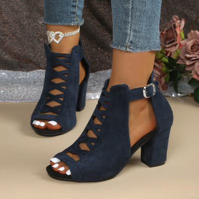 Damen Glamouröse High-Heels mit Strassverzierung und Blockabsatz R&B