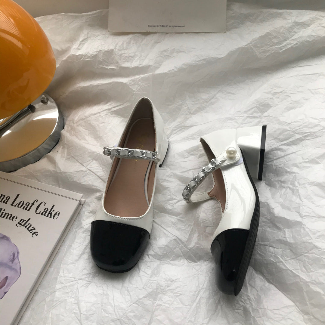Damen Mary Jane Schuhe mit eleganter Rüschenverzierung und metallischem Akzent R&B