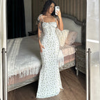 Damen Bodenlanges Kleid mit floralem Muster und verstellbaren Trägern R&B
