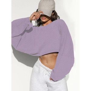 Damen lässiger Crop-Pullover R&B
