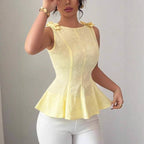 Damen Peplum-Top mit floralen Details