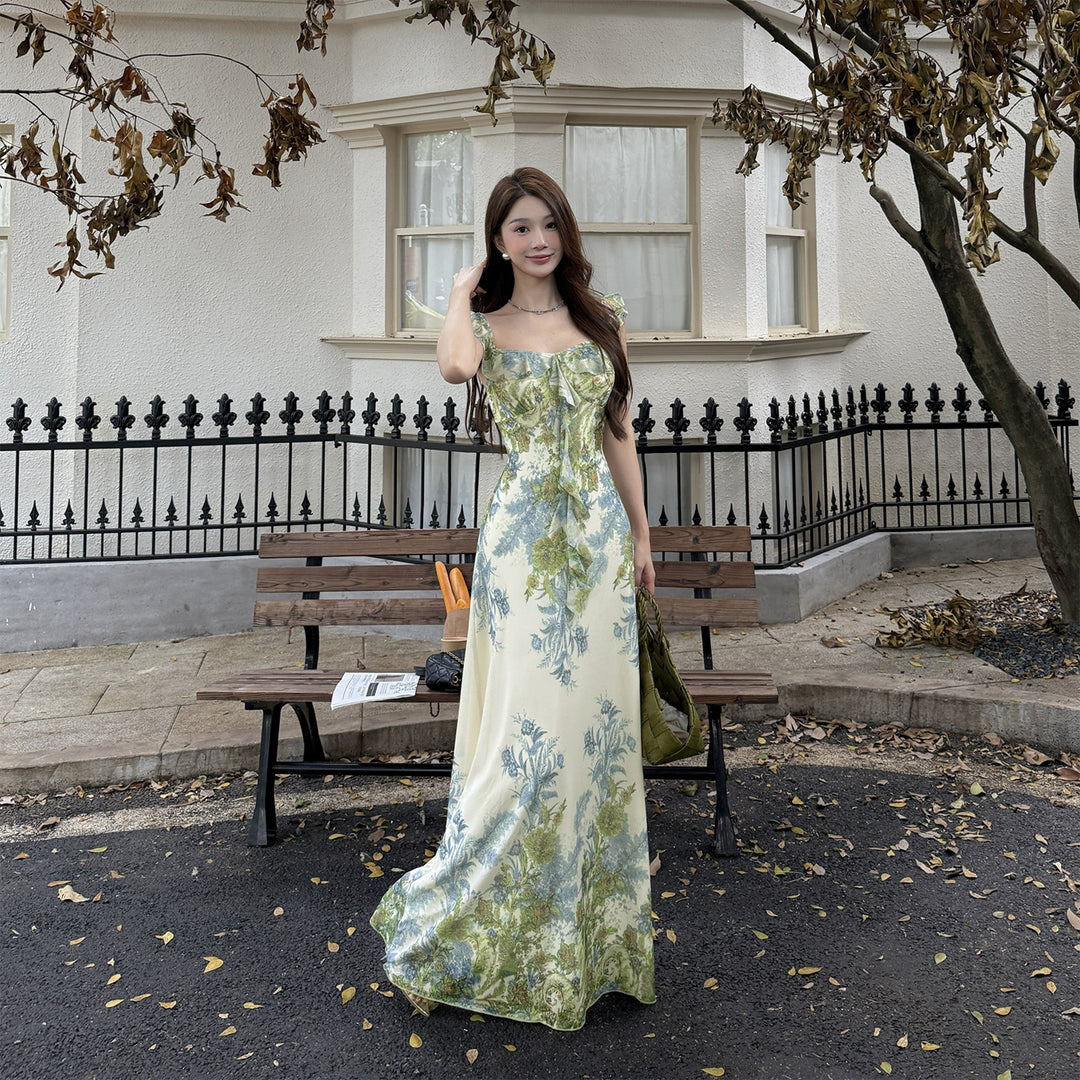 Damen Kleid mit floralem Rüschendesign und figurbetontem Schnitt R&B