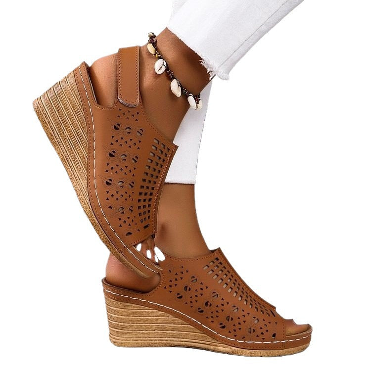 Damen Komfortable Wedge-Sandalen mit luftiger Netzstruktur R&B