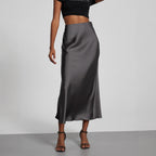 Damen Stilvolle Satin-Stretchrock mit hohem Bund und fließendem Schnitt R&B