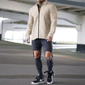 Herren nan strukturierte Zip-Hemdjacke aus Waffelstrick mit Kentkragen und schmaler Silhouette R&B