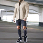 Herren nan strukturierte Zip-Hemdjacke aus Waffelstrick mit Kentkragen und schmaler Silhouette R&B
