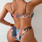 Damen Bikini-Set mit elegantem Bustier und modischem Animal-Print