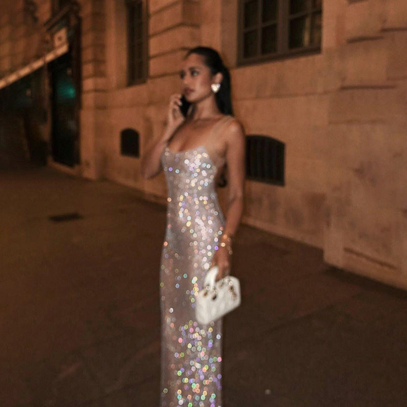 Damen Glitzerndes Maxikleid mit glamourösem Schnitt R&B