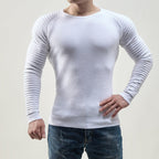 Herren moderner Langarmpullover mit strukturiertem Design und ribbeliertem Ärmel R&B