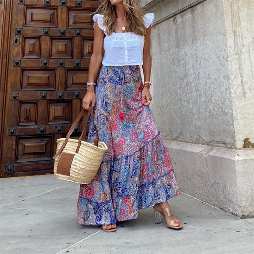 Damen Maxikleid mit fröhlichem Muster R&B