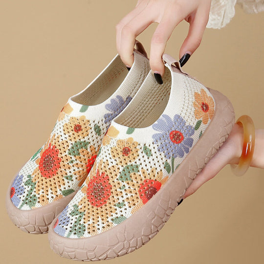 Damen Komfortable Slip-On Freizeitschuhe mit floralem Muster R&B