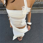 Damen Maxikleid mit floralem Design und raffinierten Drapierungen R&B