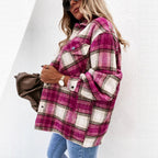 Damen Übergroße Karo-Pulloverjacke R&B
