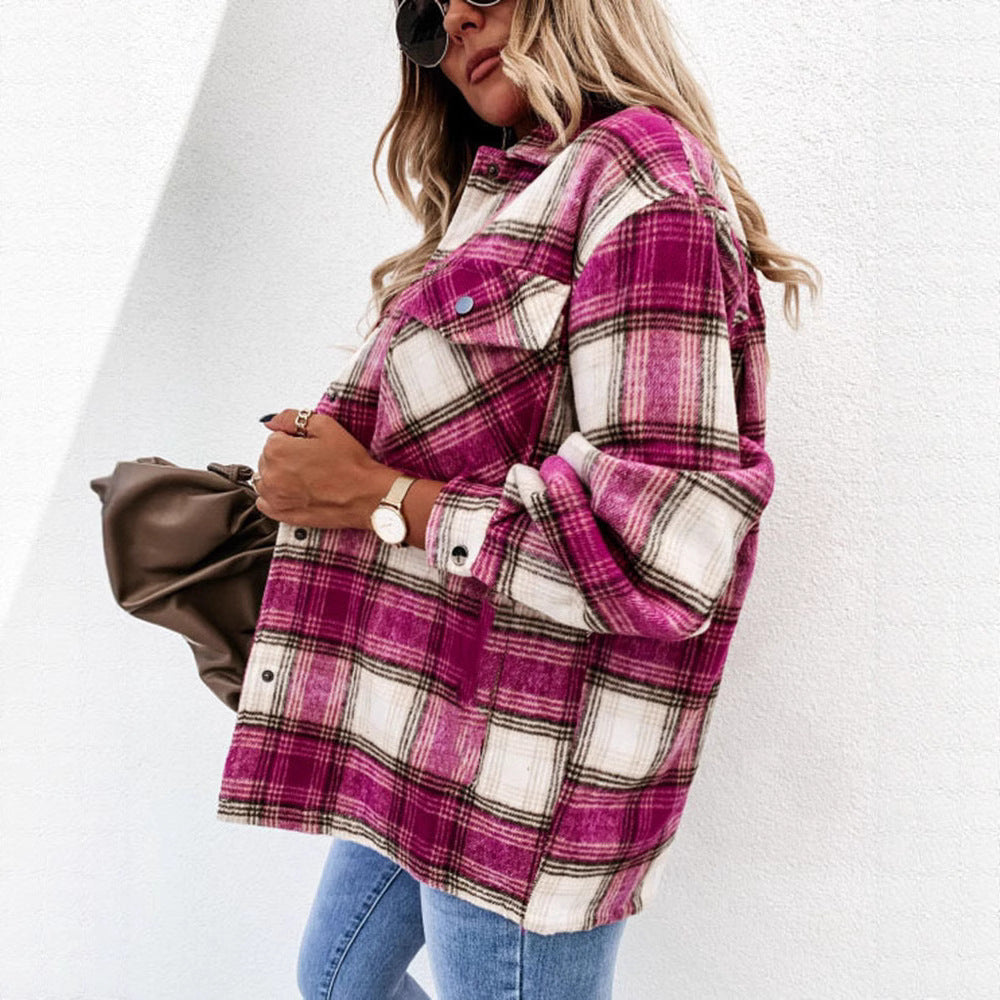 Damen Übergroße Karo-Pulloverjacke R&B