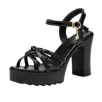 Damen Plateau-Sandaletten mit stylischem Knoten-Design und komfortablem Blockabsatz R&B