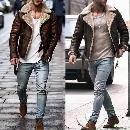 Herren jacke mit schickem Kunstfellkragen R&B