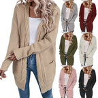 Damen Großer Strickcardigan mit aufwendigem Maschenmuster und praktischen Taschen R&B