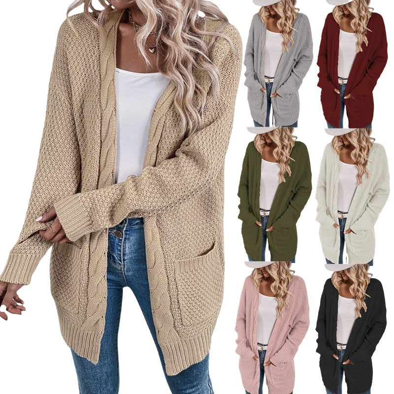 Damen Großer Strickcardigan mit aufwendigem Maschenmuster und praktischen Taschen R&B